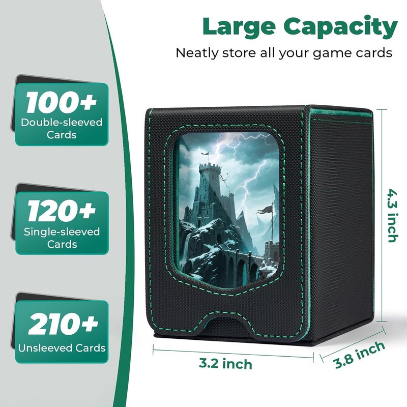 Fabmaker 4 Pack Deck Box Compatible with MTG Commander, (patent Pending) Magnetic Trading Card Storage Box with Commander, Fits 100 Double-Sleeved Cards, Card Box Compatible with Magic the Gathering - Image 5